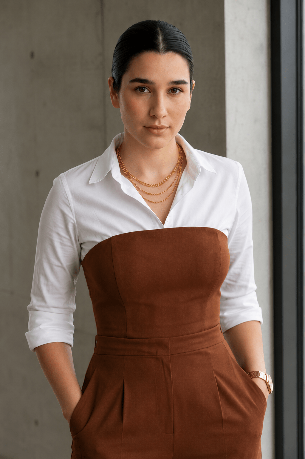 Cocoa Brown Tailored Strapless Jumpsuit