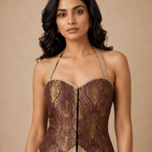 Royal Paisley Brocade Corset & Wide-Leg Pant Set