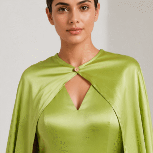 Lime Satin Cape Palazzo Jumpsuit